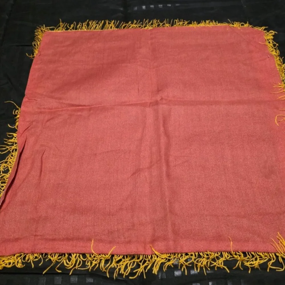 Vtg Panama Black Velvet Souvenir Pillow Cover Fringed Edge